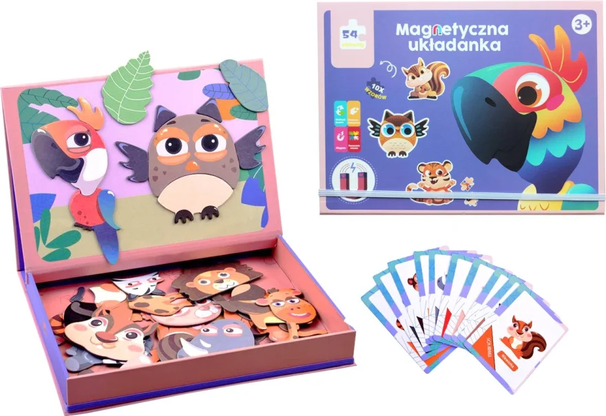 Magnetická skládačka Norimpex 2v1 Veselá divoká zvířátka 54 dílů