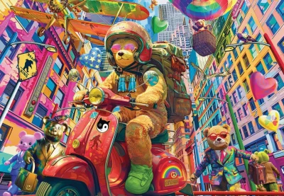 Puzzle Alipson 1000 dílků Medvídek na cestách