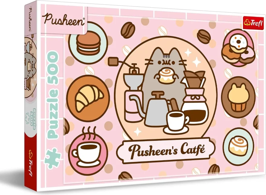 Puzzle Trefl 500 dílků Pusheen v kavárně