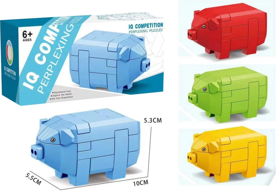 3D puzzle - hlavolam IQ Competition  Zvířata: Prase