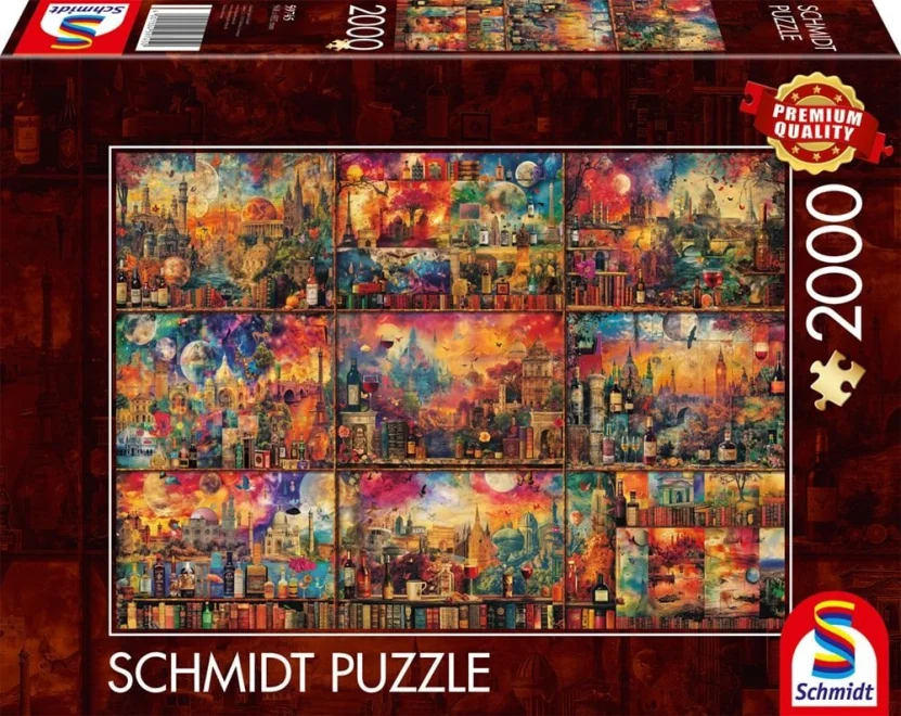 Puzzle Schmidt 2000 dílků Cesty s knihami a vínem