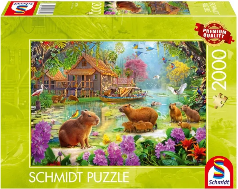 Puzzle Schmidt 2000 dílků Oáza kapybar