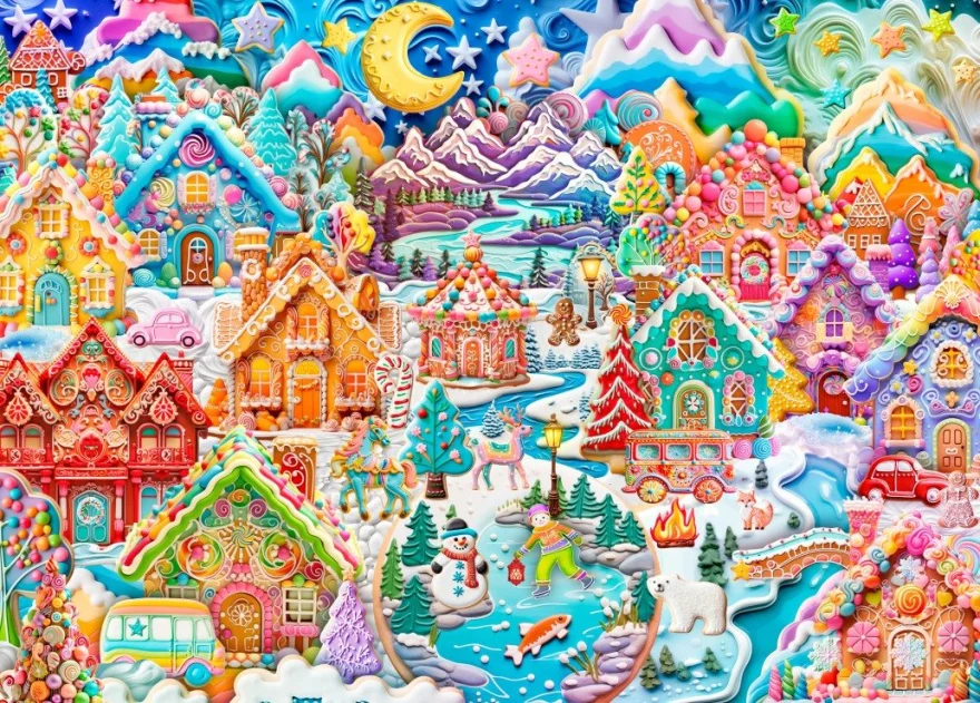 Puzzle Alipson 1500 dílků Barevné perníkové městečko