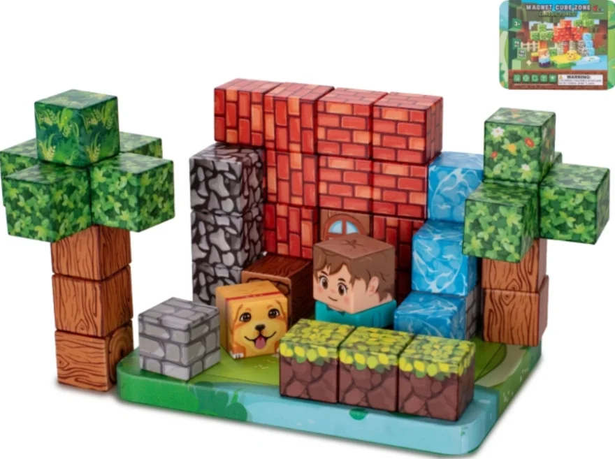 Magnetické kostky Magnet Cube Zone  Styl Minecraft: Classic Forest 48 ks