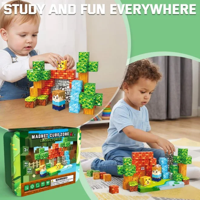 Magnetické kostky Magnet Cube Zone  Styl Minecraft: Classic Forest 48 ks