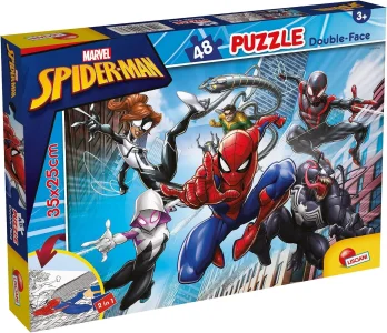 Oboustranné puzzle pro děti Lisciani 48 dílků Spider-Man (s omalovánkou)