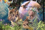 RAVENSBURGER Puzzle Lesní paní - Vlk ve svitu měsíce 3000 dílků