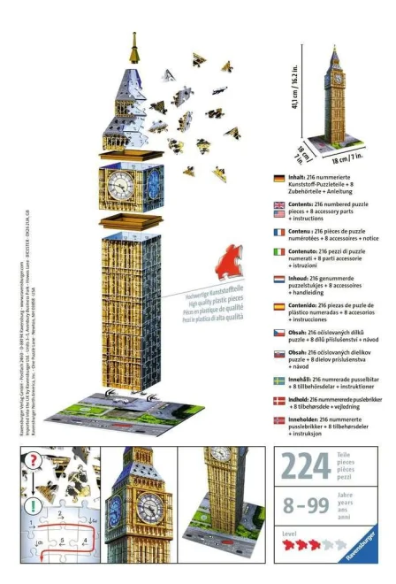 RAVENSBURGER 3D puzzle Big Ben, Londýn 216 dílků