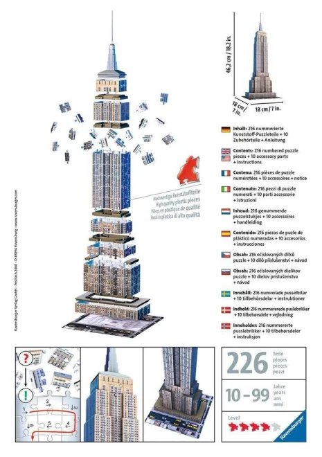 RAVENSBURGER 3D puzzle Empire State Building, New York 216 dílků
