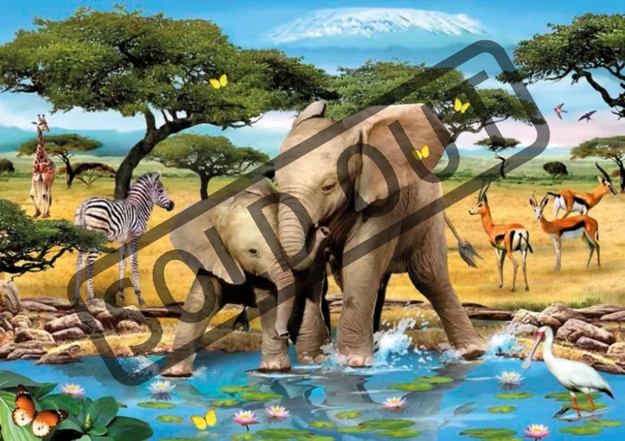 RAVENSBURGER Puzzle Sloni u vody XXL 200 dílků