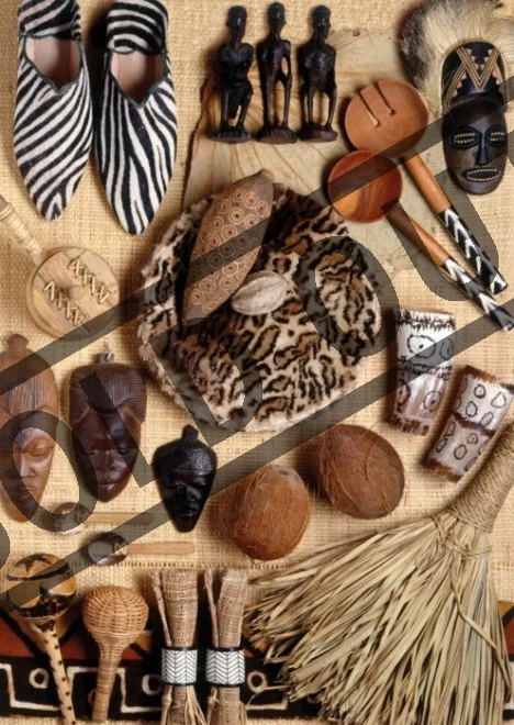 RAVENSBURGER Puzzle s imitací dřeva Africké artefakty 1000 dílků