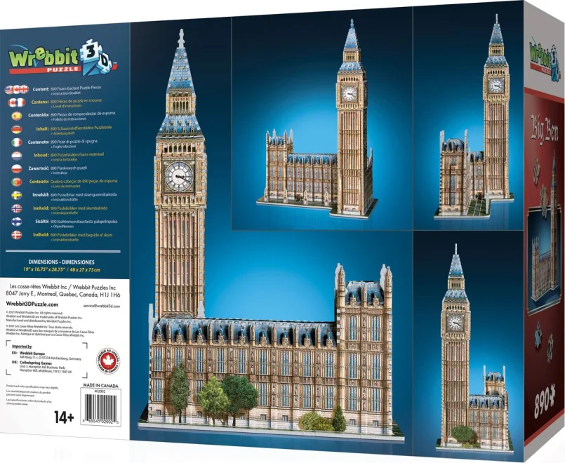 WREBBIT 3D puzzle Big Ben a Westminsterský palác 890 dílků