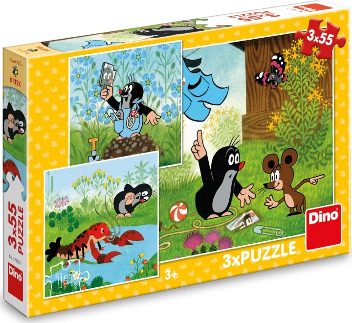 DINO Puzzle Krtek a kalhotky 3x55 dílků