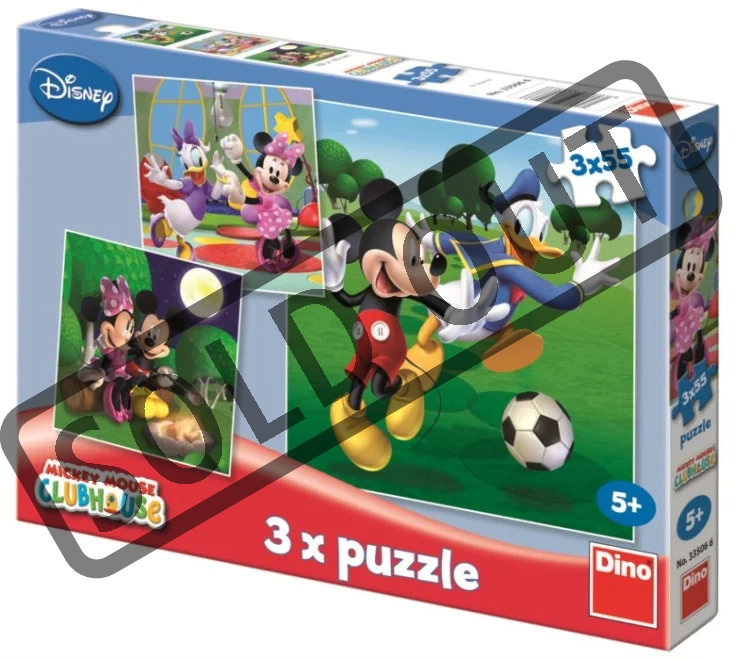 DINO Puzzle Mickeyho klubík 3x55 dílků