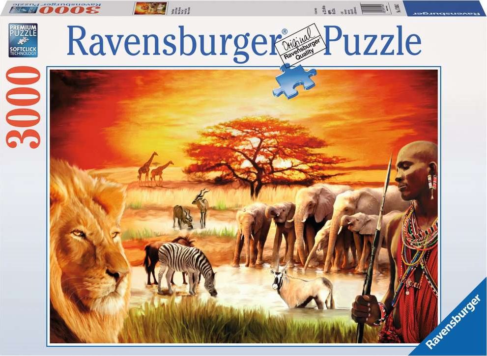 RAVENSBURGER Puzzle Savana - hrdí Masajové 3000 dílků