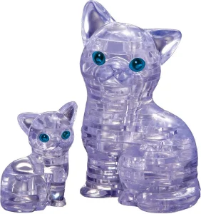 3D Crystal puzzle Kočka a kotě (světlá) 49 dílků