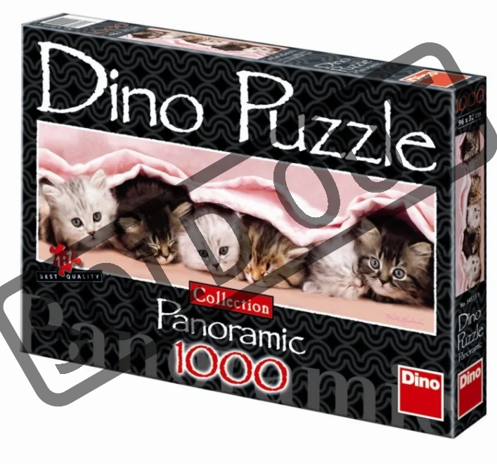 DINO Panoramatické puzzle Koťata pod dekou 1000 dílků