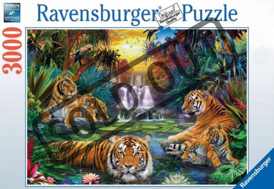 RAVENSBURGER Puzzle Tygři u zdroje vody 3000 dílků