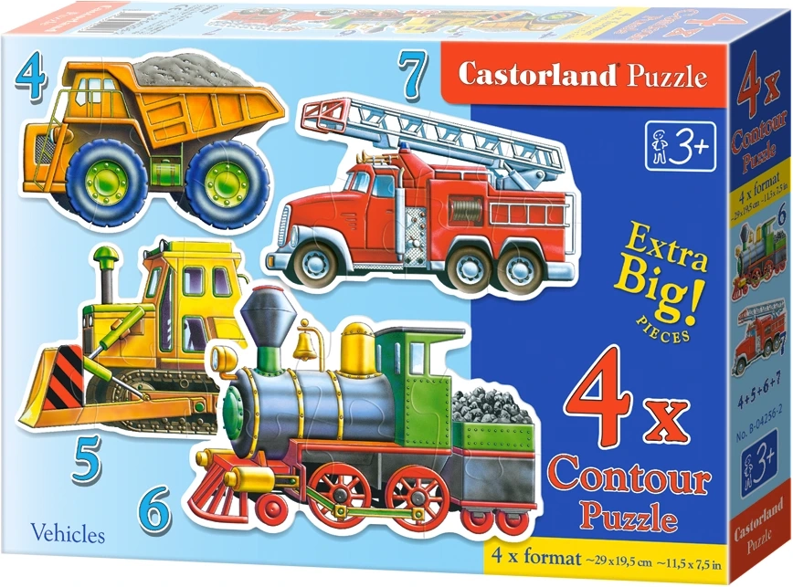 Puzzle Castorland 4v1 (4,5,6,7 dílků) - Vozidla