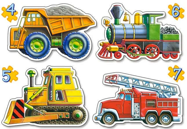 CASTORLAND Baby puzzle Dopravní prostředky 4v1 (4,5,6,7 dílků)