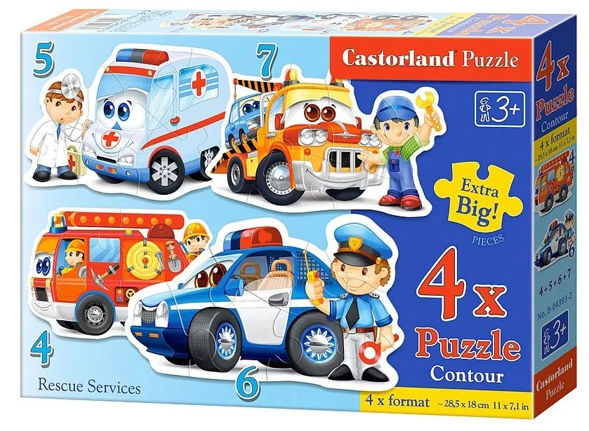 CASTORLAND Baby puzzle Záchranáři 4v1 (4,5,6,7 dílků)
