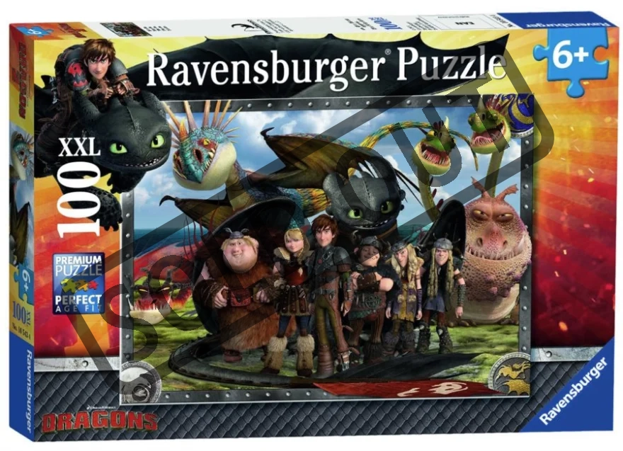 RAVENSBURGER Puzzle Jak vycvičit draka: Bezzubka a přátelé XXL 100 dílků
