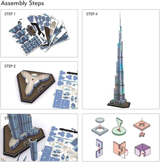 CUBICFUN Svítící 3D puzzle Burdž Chalífa 136 dílků